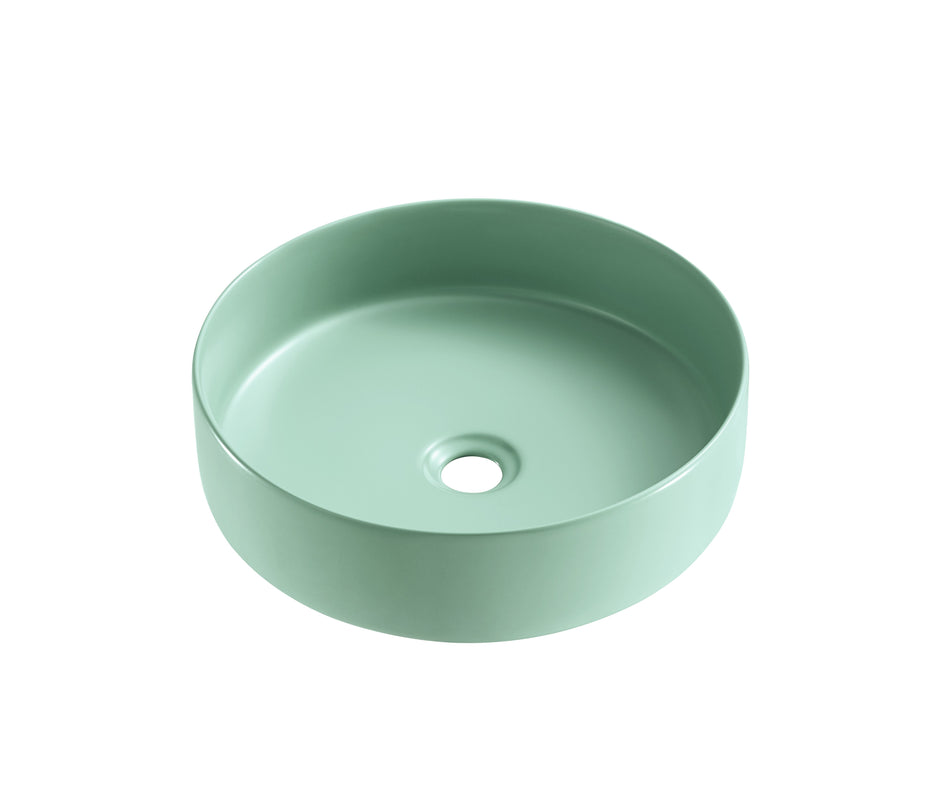 Navona Round Above Counter Ceramic Basin 360 x 360 x 120mm Matte Green