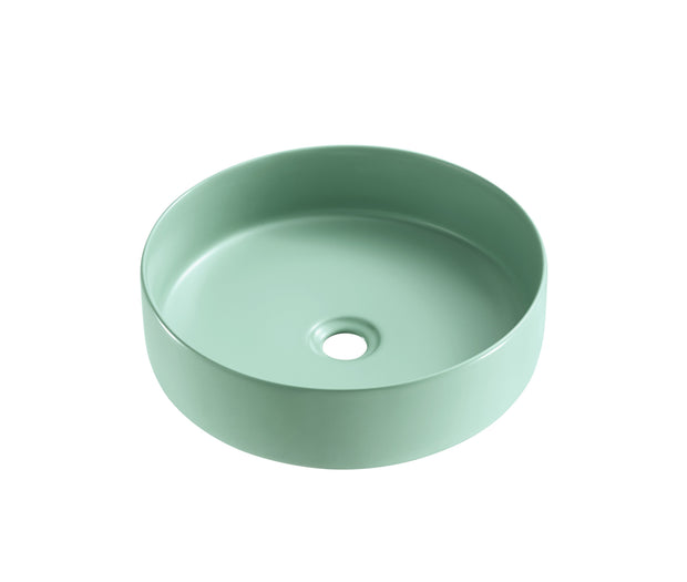 Navona Round Above Counter Ceramic Basin 360 x 360 x 120mm Matte Green