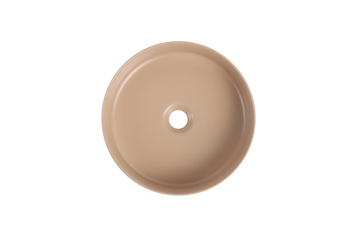 Navona Round Above Counter Ceramic Basin 360 x 360 x 120mm Matte Khaki