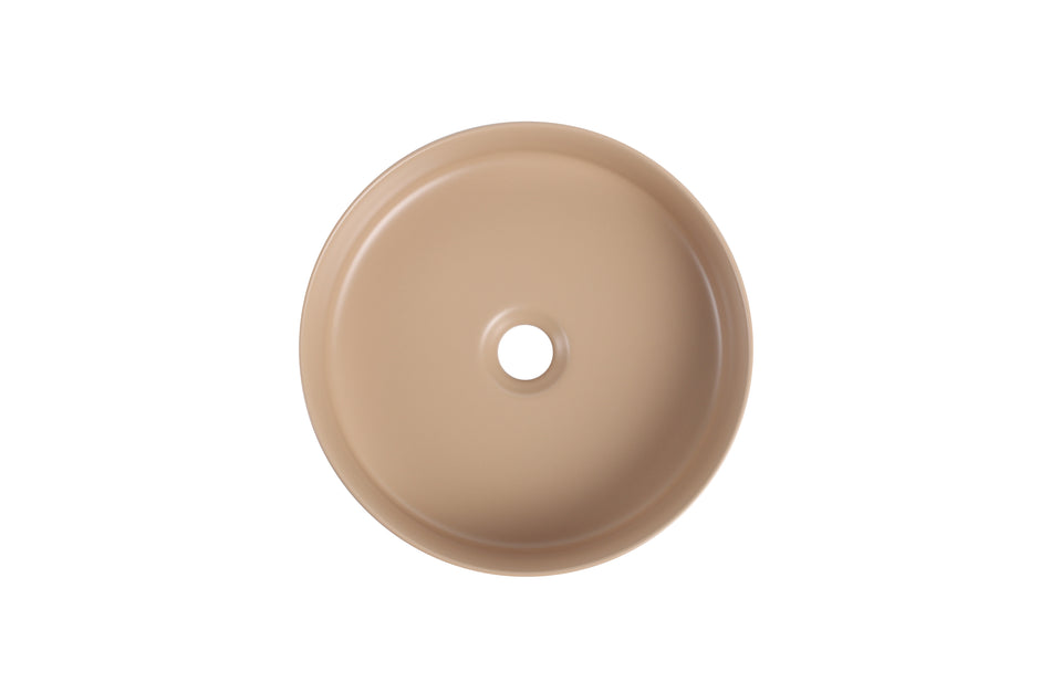 Navona Round Above Counter Ceramic Basin 360 x 360 x 120mm Matte Khaki
