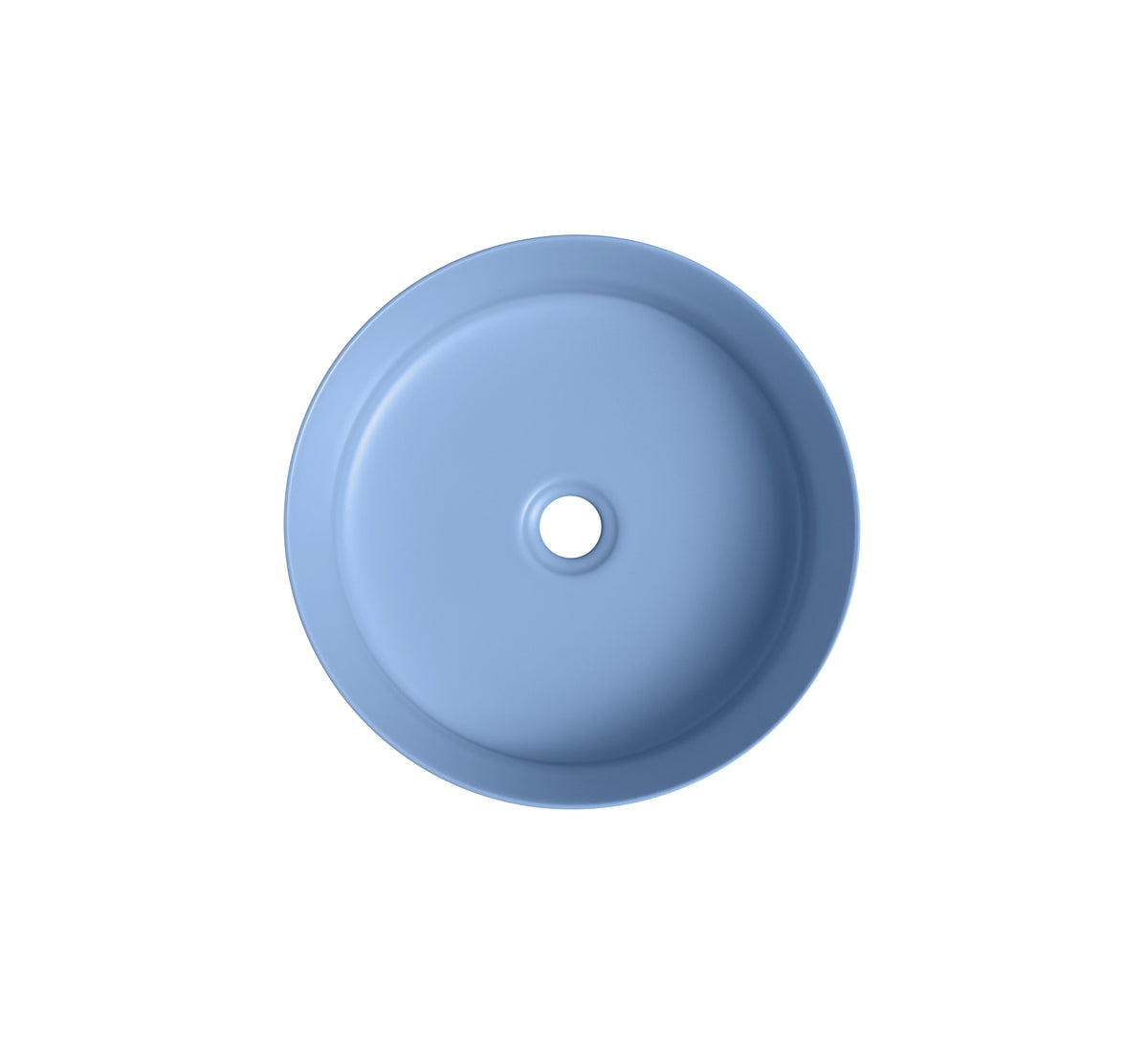 Navona Round Above Counter Ceramic Basin 360 x 360 x 120mm Matte Blue