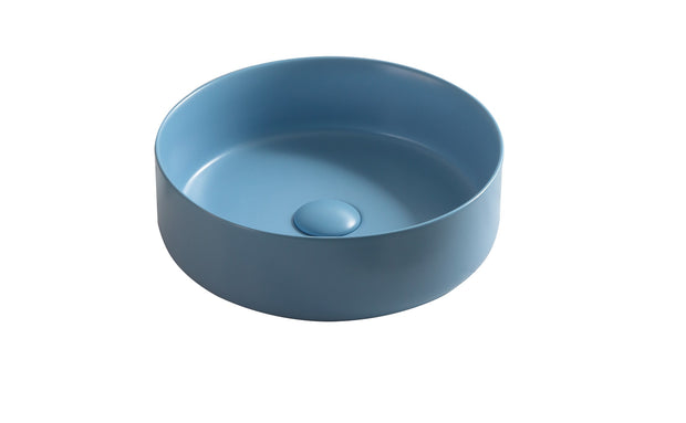 Navona Round Above Counter Ceramic Basin 360 x 360 x 120mm Matte Blue