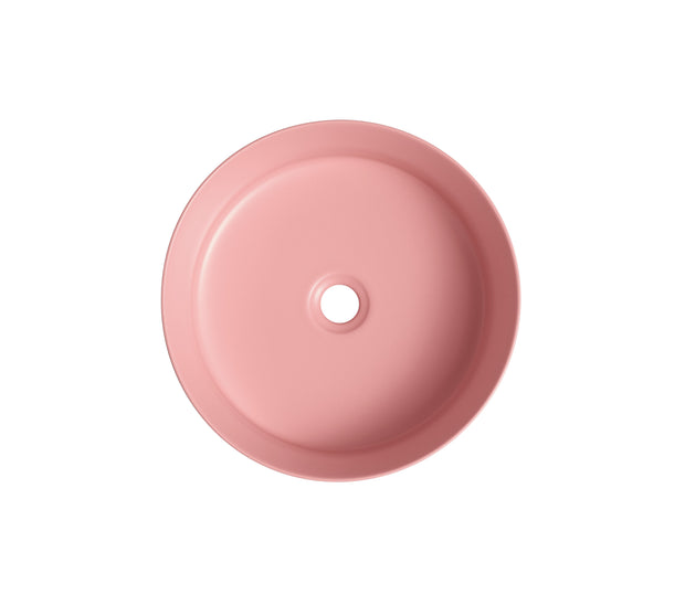 Navona Round Above Counter Ceramic Basin 360 x 360 x 120mm Matte Pink