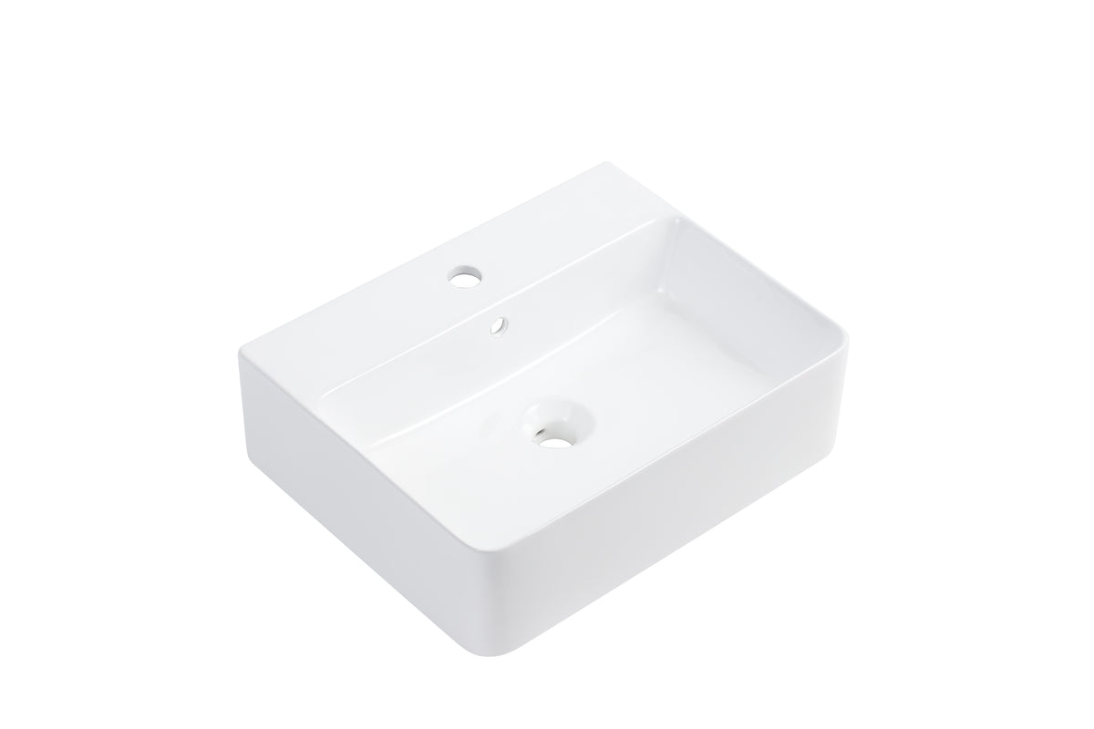 Navona Rectangle Above Counter Ceramic Basin 520 x 420 x 155mm Gloss White