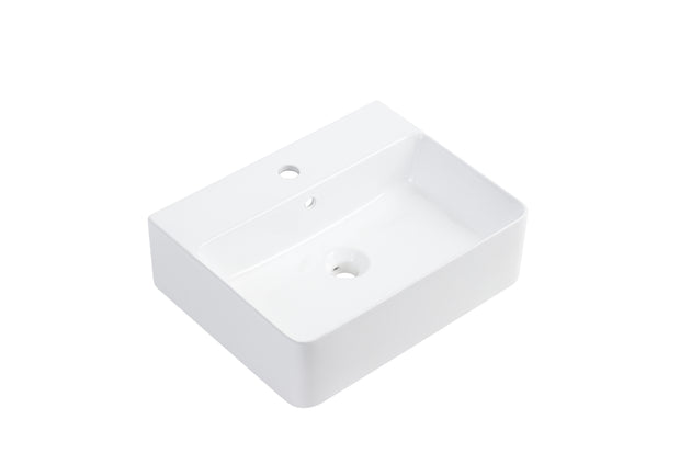 Navona Rectangle Above Counter Ceramic Basin 520 x 420 x 155mm Gloss White