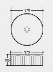 Navona Round Fluted Above Counter Ceramic Basin 370 x 370 x 130mm technical drawing