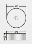 Navona Round Fluted Above Counter Ceramic Basin 370 x 370 x 130mm technical drawing