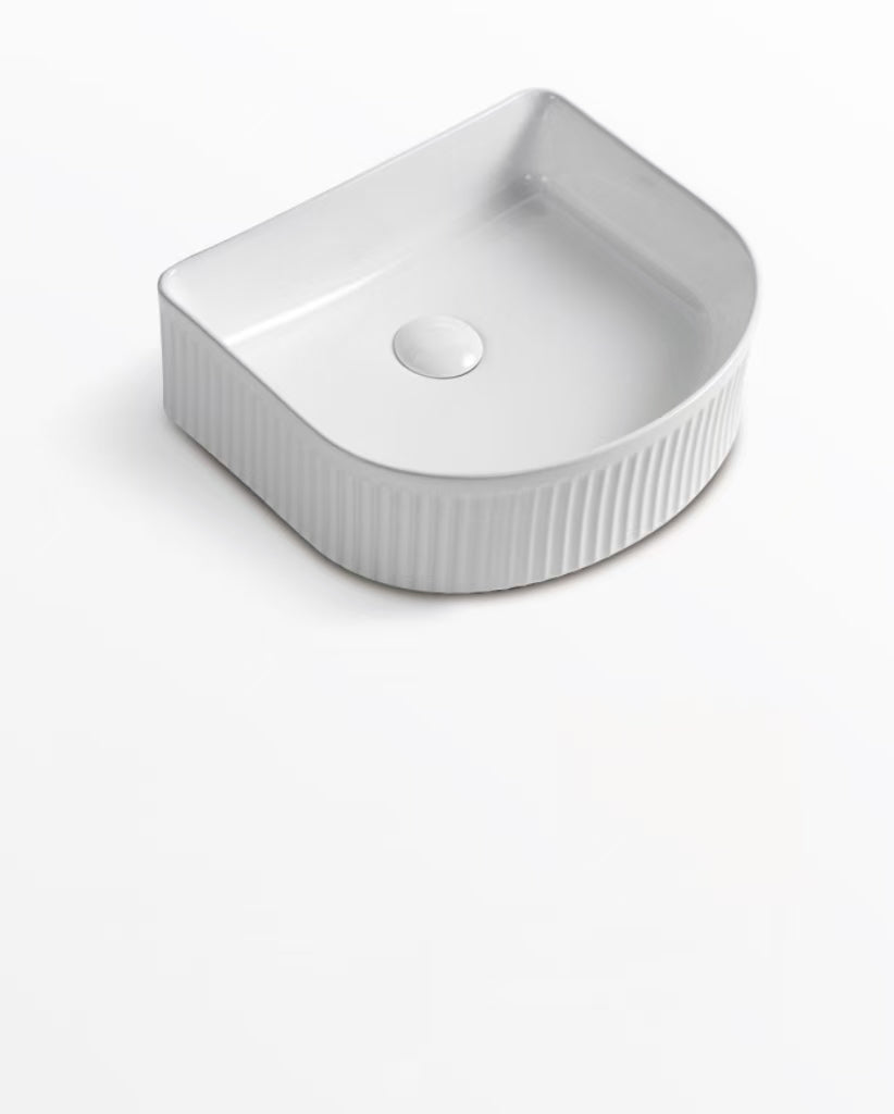 Navona Arch Fluted Above Counter Ceramic Basin 400 x 350 x 130mm