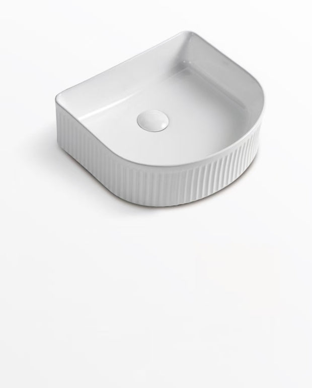 Navona Arch Fluted Above Counter Ceramic Basin 400 x 350 x 130mm