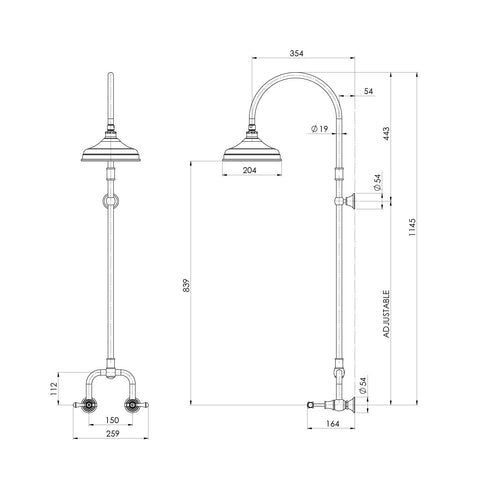 Phoenix Nostalgia Lever Exposed Shower Set in Chrome