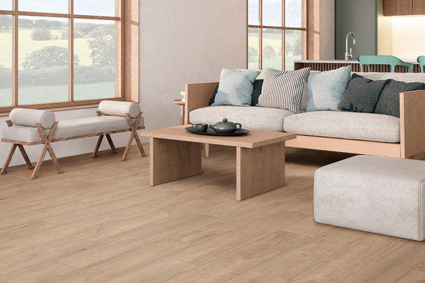 Nuance Natural Timber Look Porcelain Tiles in a room setting