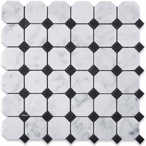 CARRARA + BLACK DOT