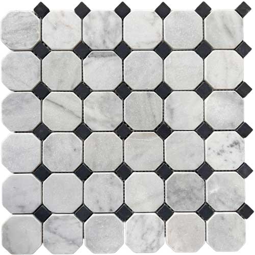 CARRARA + BLACK DOT TUMBLED