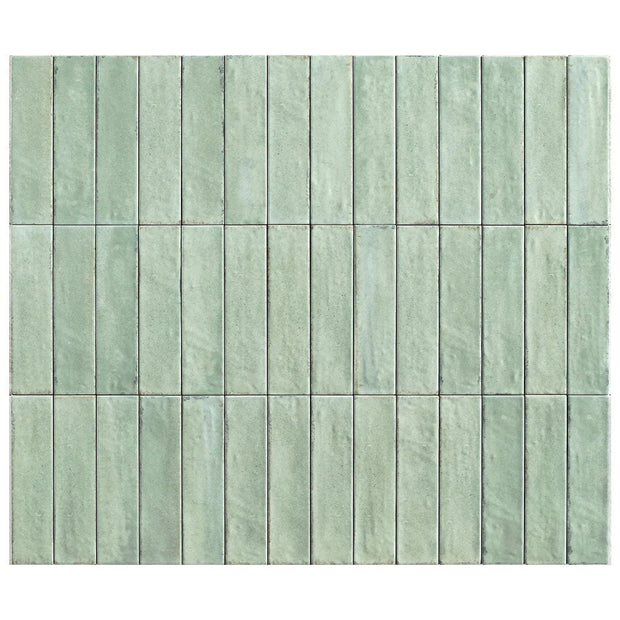 Otway Light Green Gloss Porcelain Tiles in a room setting