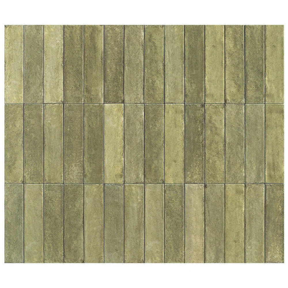 Otway Olive Green Gloss Porcelain Tiles in a room setting