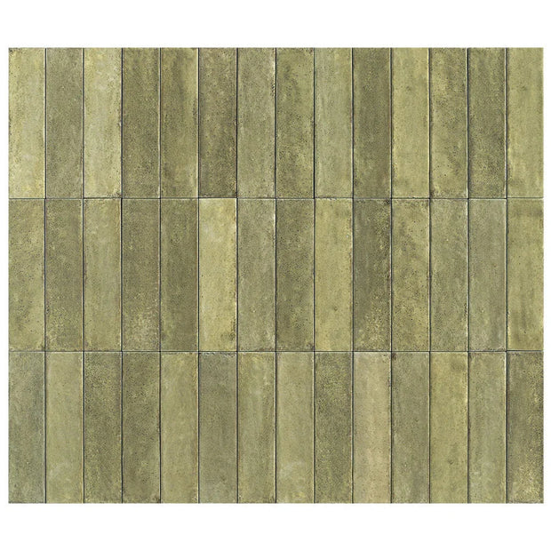 Otway Olive Green Gloss Porcelain Tiles in a room setting
