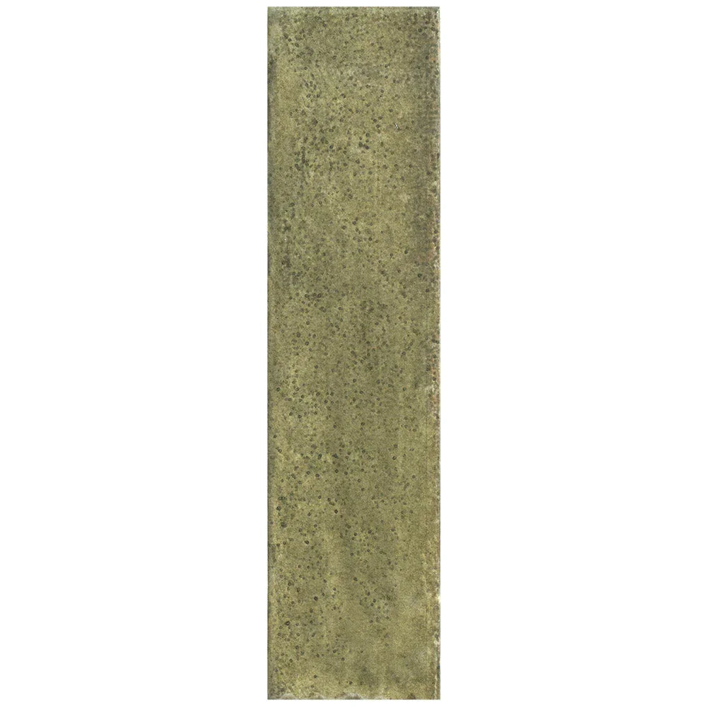 Otway Olive Green Gloss Porcelain Tiles in a room setting