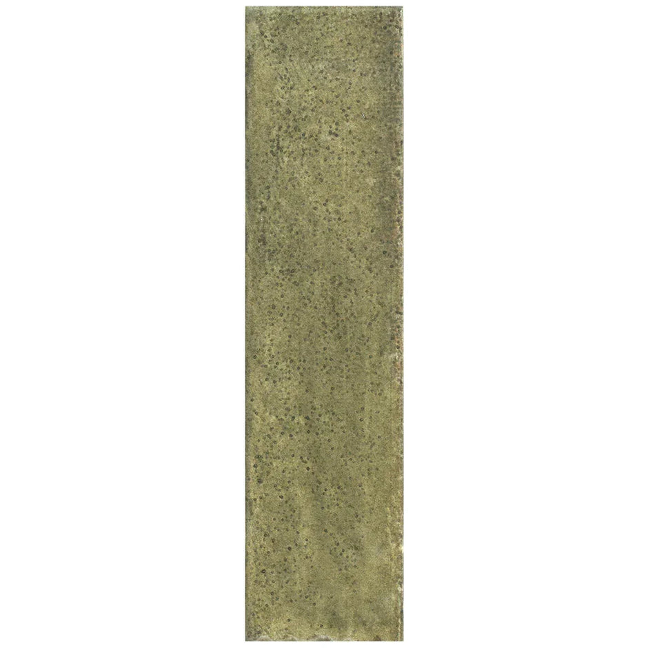 Otway Olive Green Gloss Porcelain Tiles in a room setting