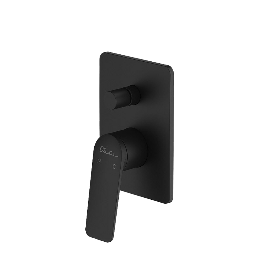 Paris Wall Mixer With Diverter in Matte Black