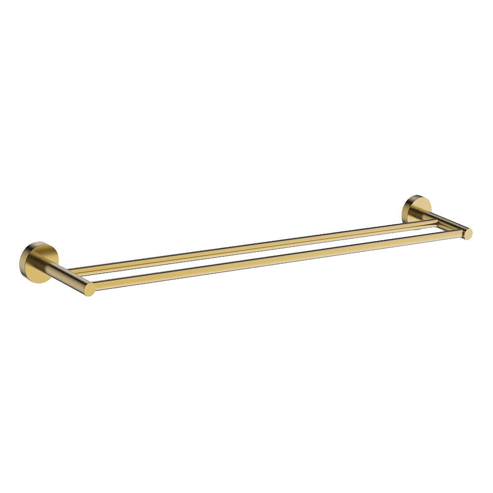 Poco Double Towel Rail 760mm in Brushed Brass