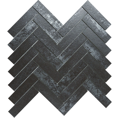 Metallic Antique Silver Herringbone Porcelain Mosaic tile