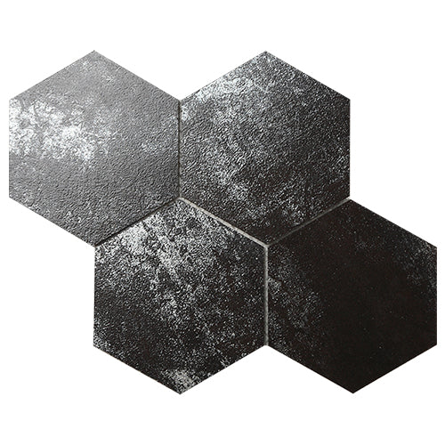Metallic Antique Silver Hexagon Porcelain Mosaic tile