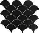 Cottage Black Fan Shape Porcelain Mosaic tile