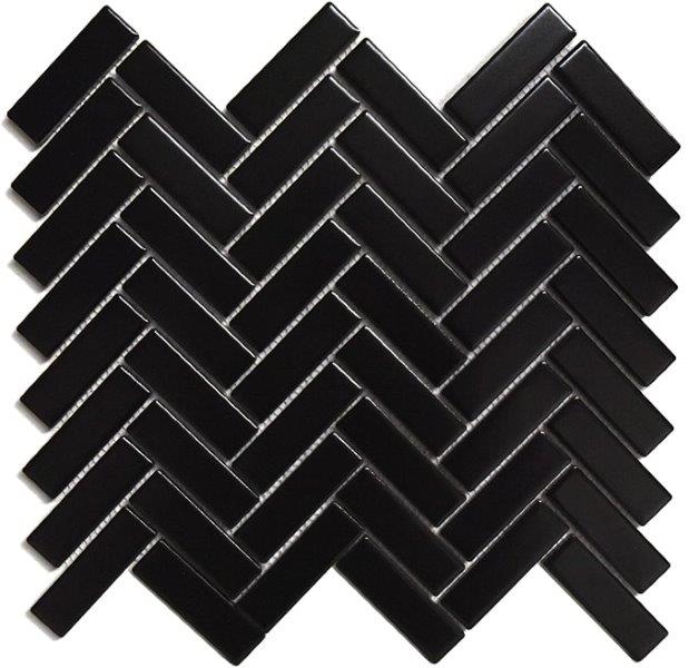 Cottage Black Mini Brick Gloss Porcelain Mosaic tile