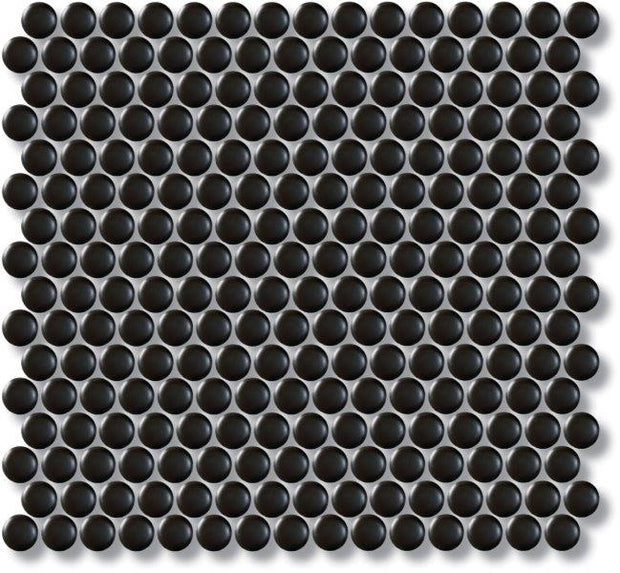 Cottage Black Penny Round Gloss Porcelain Mosaic tile