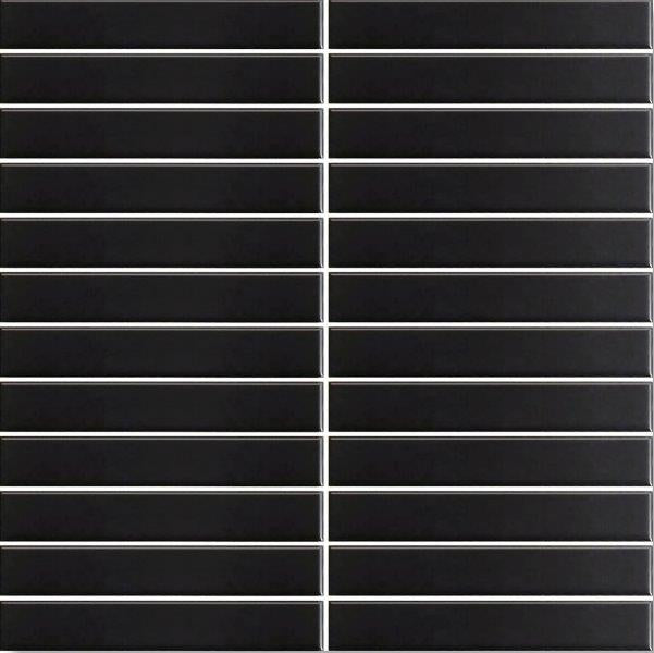 Cottage Black Strip Gloss Porcelain Mosaic tile