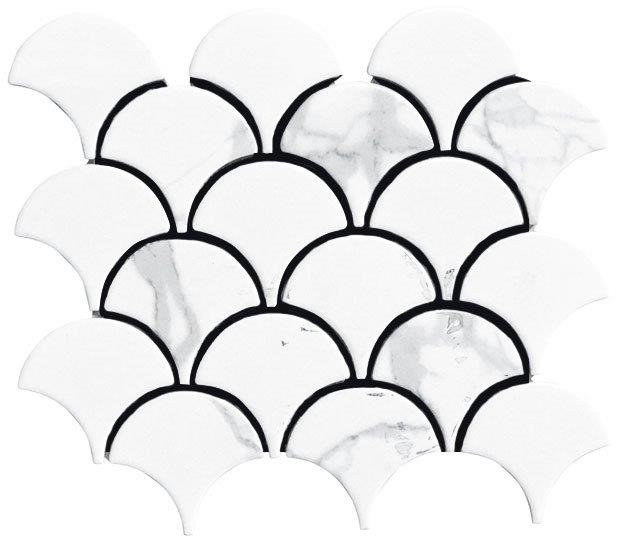 Cottage Carrara Fan Shape Porcelain Mosaic tile
