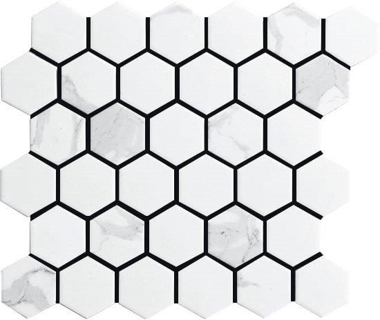 Cottage Carrara Hexagon (PM-CO-CAR-HEX50M) Porcelain Mosaic tile