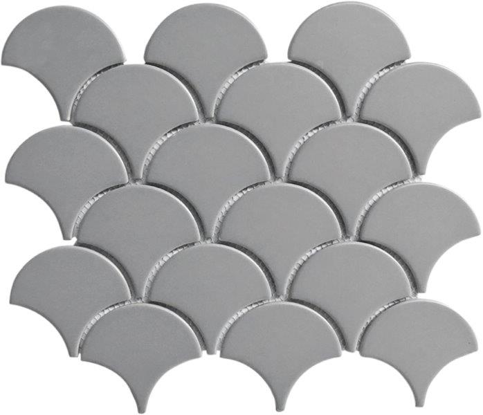 Cottage Grey Fan Shape Porcelain Mosaic tile