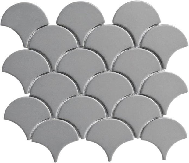 Cottage Grey Fan Shape Porcelain Mosaic tile