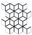 Cottage White Diamond Cube Porcelain Mosaic tile