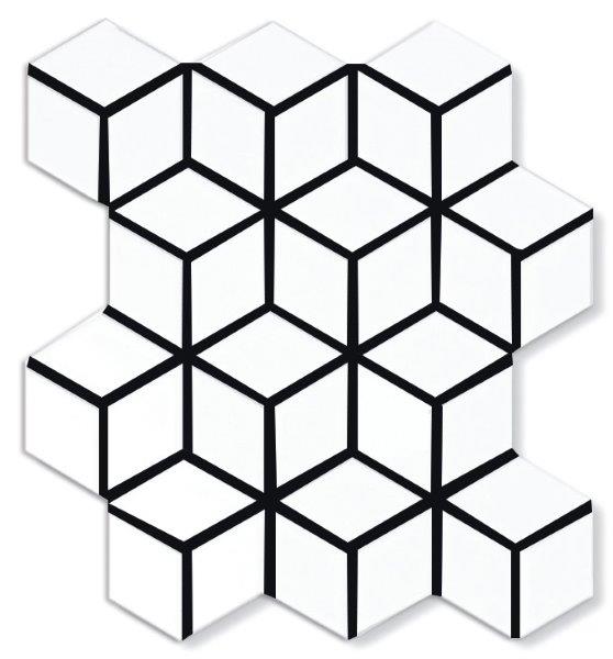 Cottage White Diamond Cube Gloss Porcelain Mosaic tile