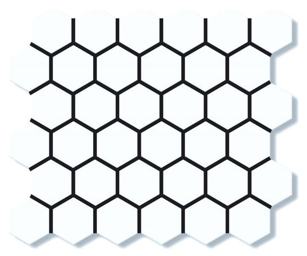 Cottage White Hexagon Gloss Porcelain Mosaic tile
