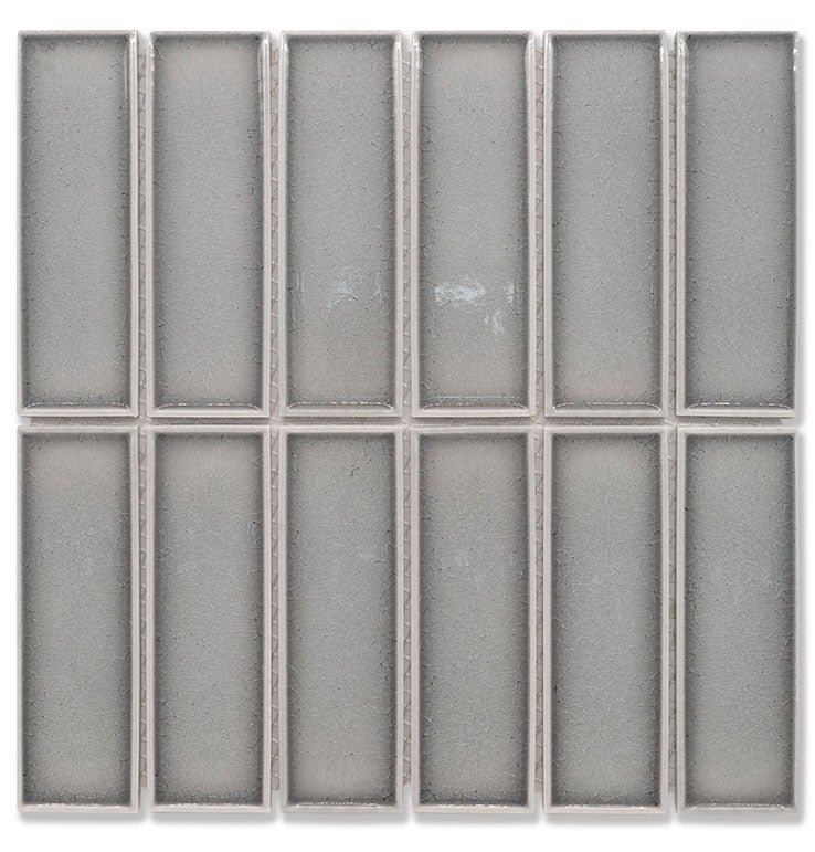 Cottage Grey Glossy 3D Brick Porcelain Mosaic tile