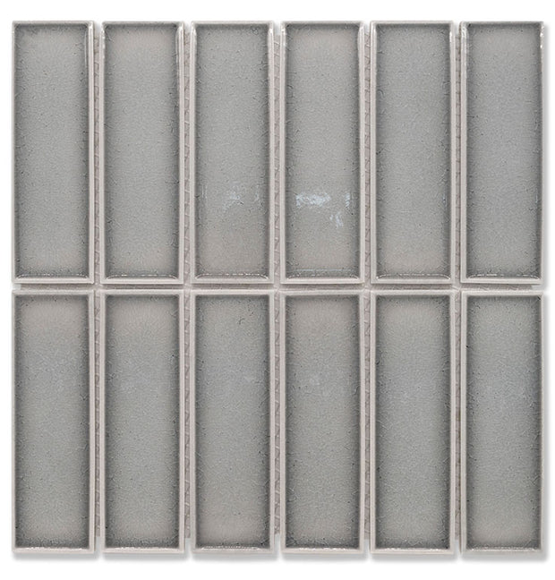Cottage Grey Glossy 3D Brick Porcelain Mosaic tile