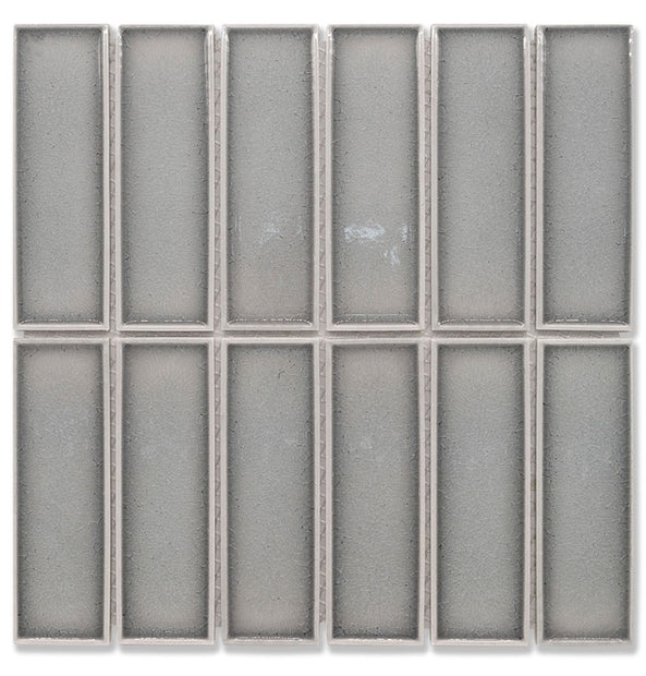 Cottage Grey Glossy 3D Brick Porcelain Mosaic tile