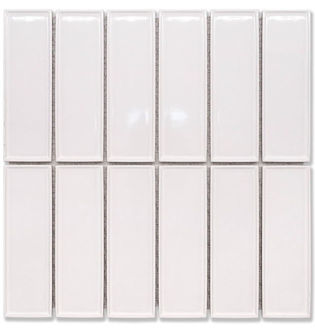 Cottage White Glossy 3D Brick Porcelain Mosaic tile