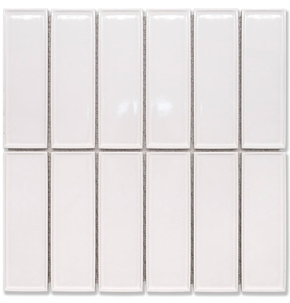 Cottage White Glossy 3D Brick Porcelain Mosaic tile