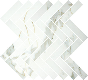 Euromarmo Calacatta Gold Herringbone Porcelain Mosaic tile