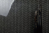 Euromarmo Pietra Grey Wave Porcelain Mosaic in a room setting