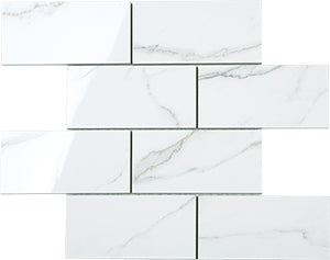 Euromarmo Statuario Venato Brick Porcelain Mosaic tile