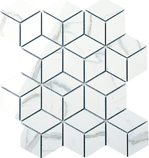Euromarmo Statuario Venato Diamond Cube Porcelain Mosaic tile