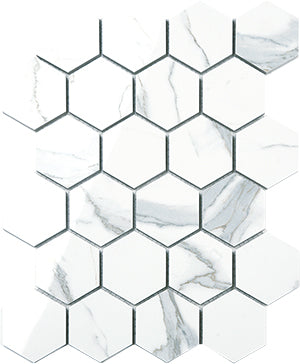 Euromarmo Statuario Venato Hexagon Porcelain Mosaic tile