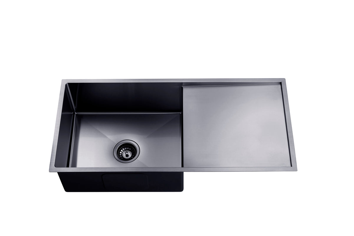 Navona TWM4 Handmade Single Bowl Sink with Drainer 960 x 450 x 230mm Gunmetal Black