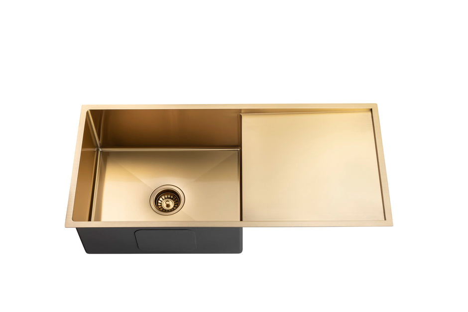 Navona TWM4 Handmade Single Bowl Sink with Drainer 960 x 450 x 230mm Brushed Gold