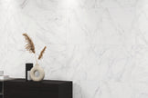 Florence Palladio Marble Look Porcelain Tiles in a room setting
